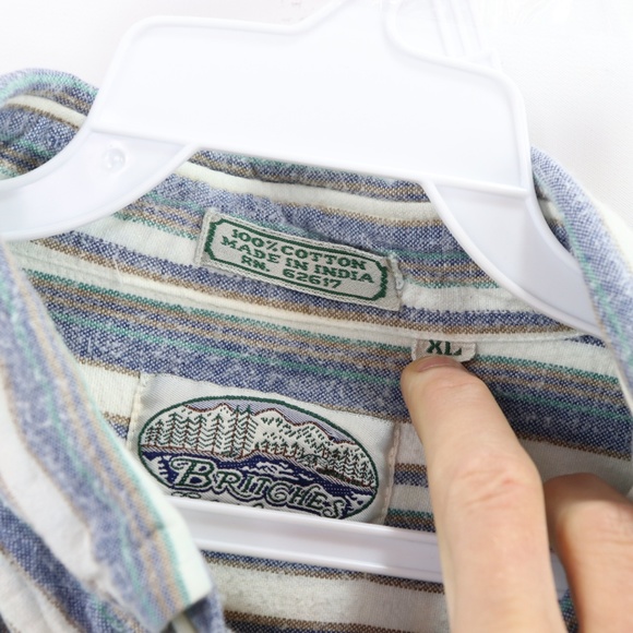 Vintage Multi-Color Striped Color Block Shirt L - Picture 5 of 8